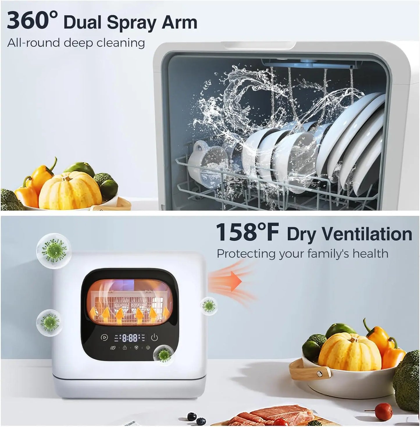 DishWave Pro 360° Compact Dishwasher Countertop Dishwasher for Appartment