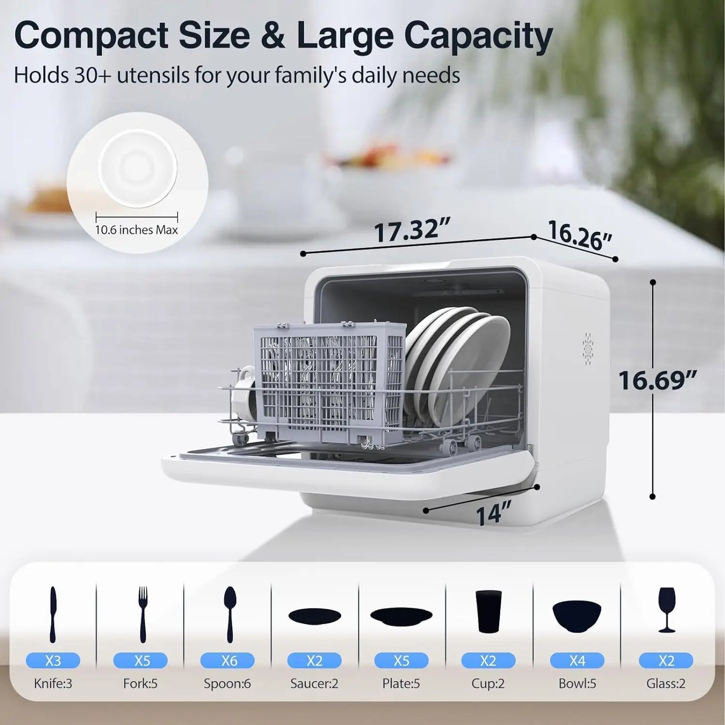 DishWave Pro 360° Compact Dishwasher Countertop Dishwasher for Appartment