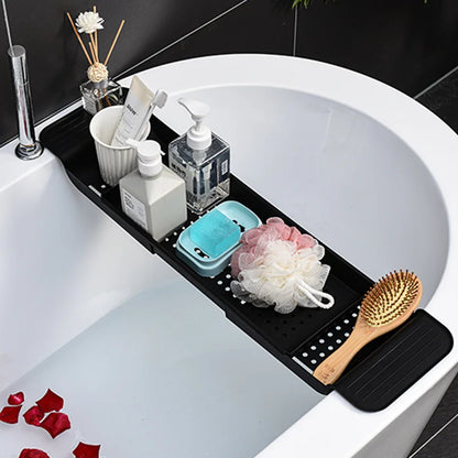 Extendable Bathtub TrayAre you tired of struggling to keep your book, phone, and towel dry while enjoying a relaxing bath?Look no further because our Bathtub Shelf Extendable Bathroom BathExtendable  Bathtub Tray